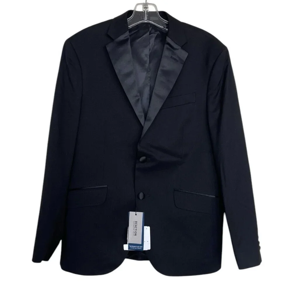Reaction Kenneth Cole Blazer Jacket Coat Mens Size 38 Short Black‎ Techni Cole